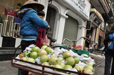 Hanoi, Vietnam için mal satan sokak satıcısı