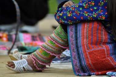 Hmong kadın (Çin azınlık) Sapa, Vietnam