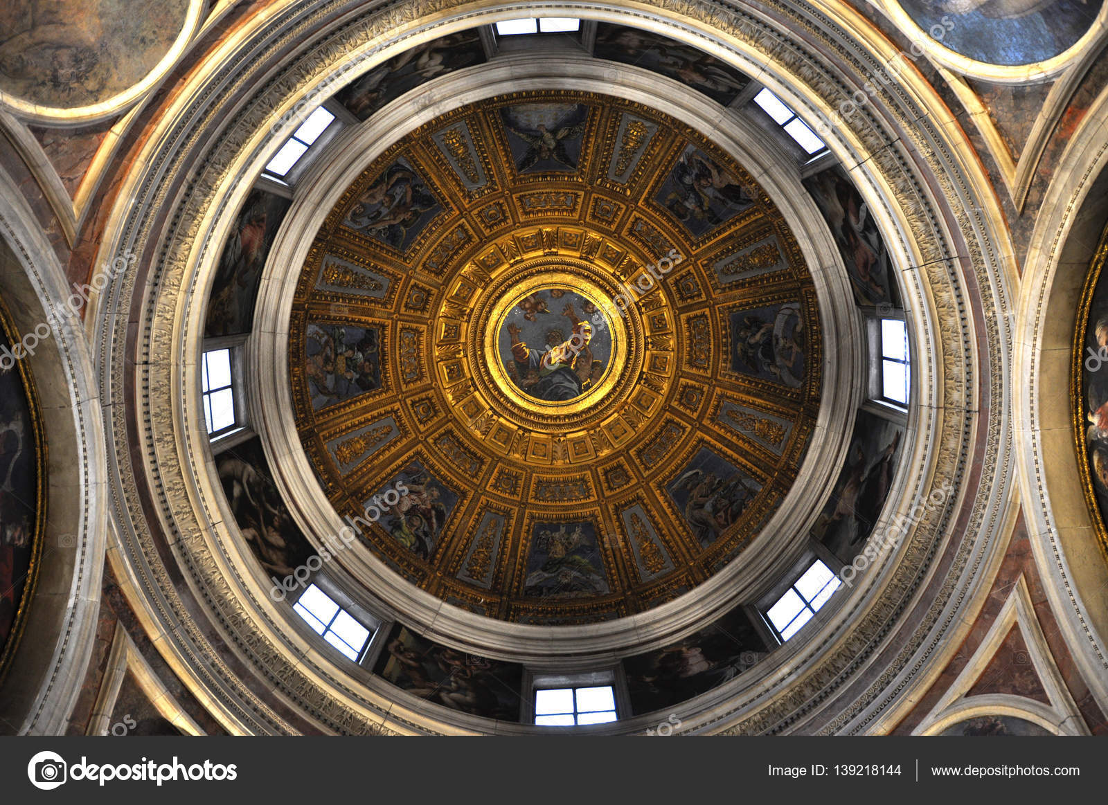 Painted Ceiling Of The Dome Of Santa Maria Del Popolo