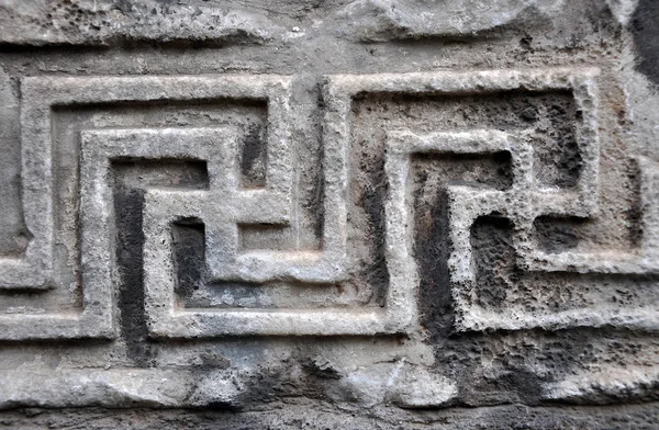 Aus geschnitztem Stein byzantinisches Motiv in Nahaufnahme — Stockfoto