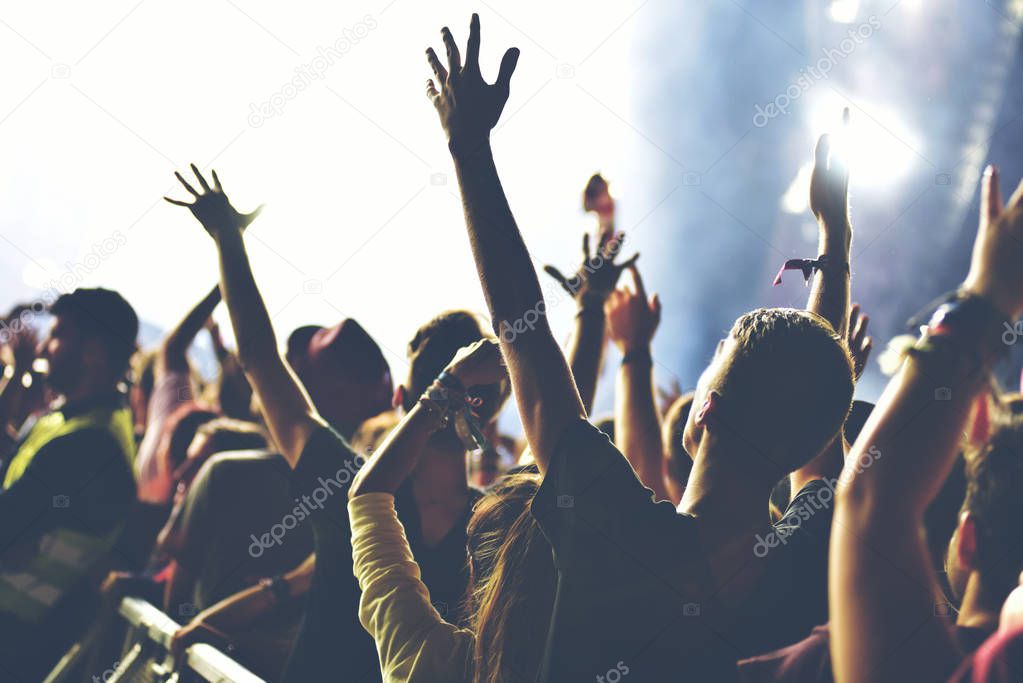 Rear view of crowd enjoying a concert