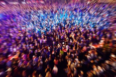Background of defocused and blurred crowd of people  clipart