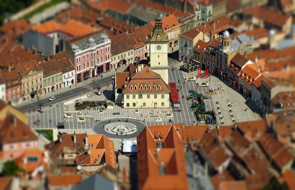 Vista de la ciudad medieval europea. Efecto de lente de desplazamiento de inclinación en miniatura —  Fotos de Stock