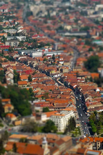 European medieval city view. Miniature tilt shift lens effect