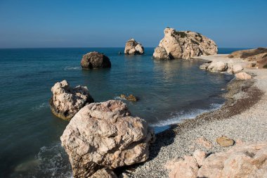 Aphrodite's Rock beach. Petra tou Romiou, Cyprus clipart