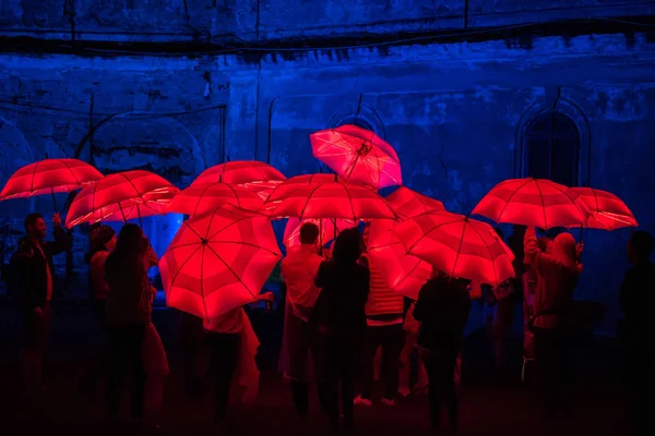 LED lambalar gece ışıklı kırmızı şemsiye
