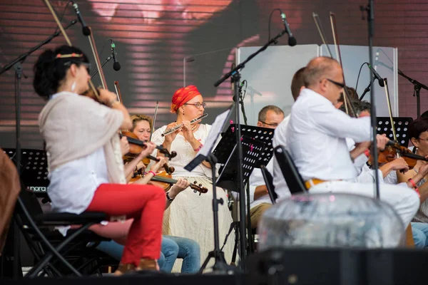 Węgierska Opera Orchestra z Cluj wykonywania koncert na żywo — Zdjęcie stockowe