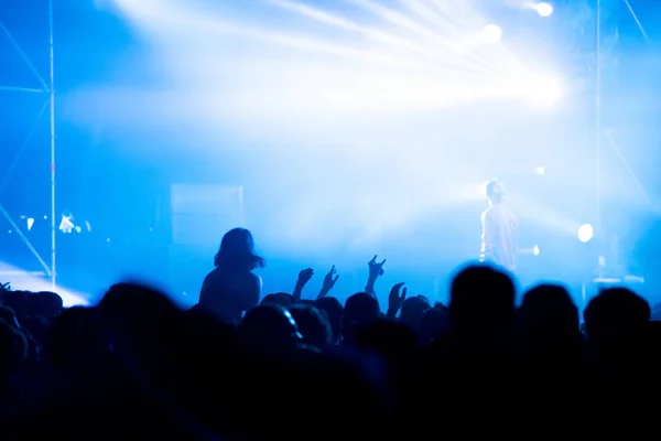 Molta gente si gode un concerto hip hop rap — Foto Stock