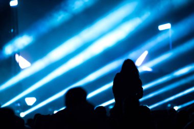 Konserde kollarını açmış kalabalığın dikiz görüntüsü