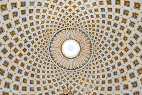 Interior detail of the dome of the Rotunda of Mosta, Malta