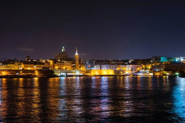 Valletta at night. View from Sliema. Malta — Stock Photo, Image