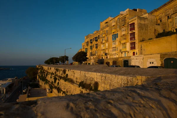 Naplemente, Valletta, Málta — Stock Fotó