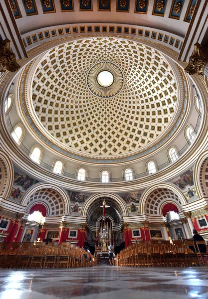 Interno della cupola della rotonda di Mosta. Malta — Foto Stock