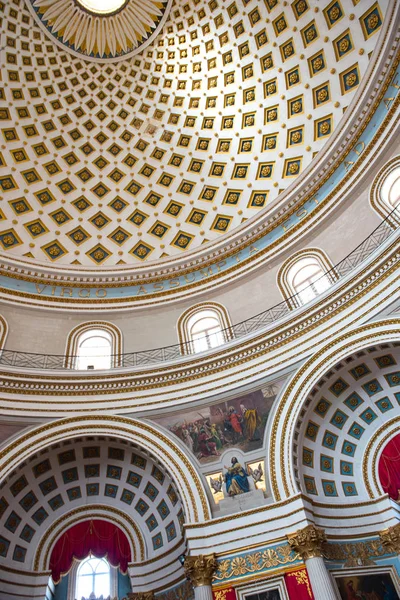 Mosta rotunda dóm belseje. Málta — Stock Fotó