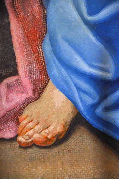 Detalii mozaic reprezentând un picior — Fotografie, imagine de stoc