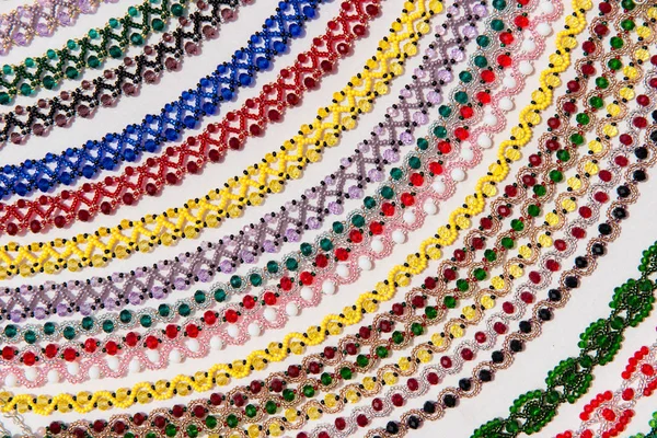 Background of traditional beaded necklaces — Stock Photo, Image