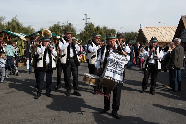 Brassband uitvoeren van Roemeense volksmuziek op blaasinstrumenten — Stockfoto