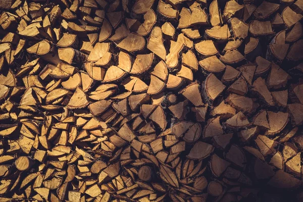 Pile de grumes de bois prête pour l'hiver — Photo