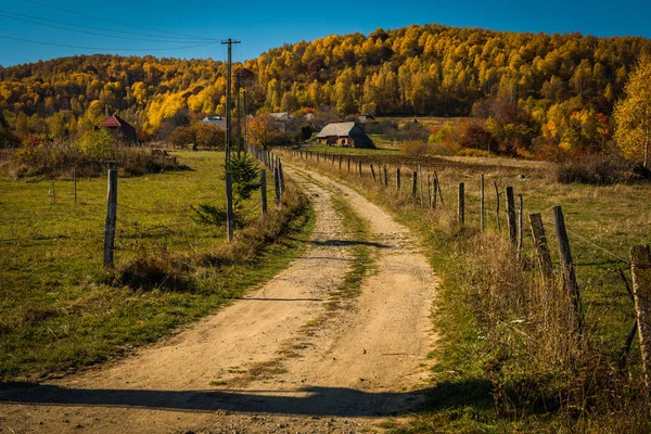 Paysage rural d'automne avec un chemin de terre — Photo