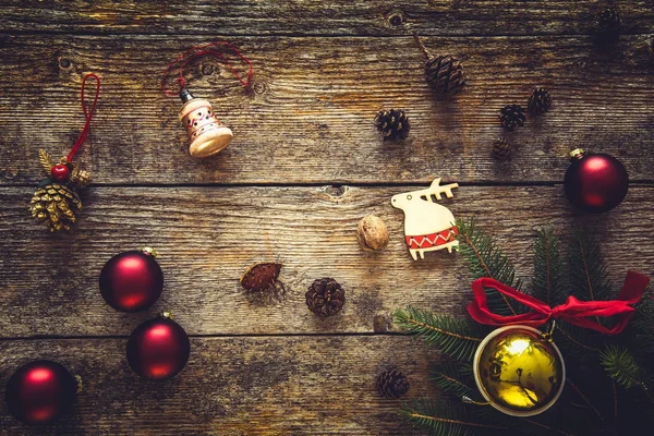 Colección de Navidad, regalos y ornamentos decorativos en madera b — Foto de Stock