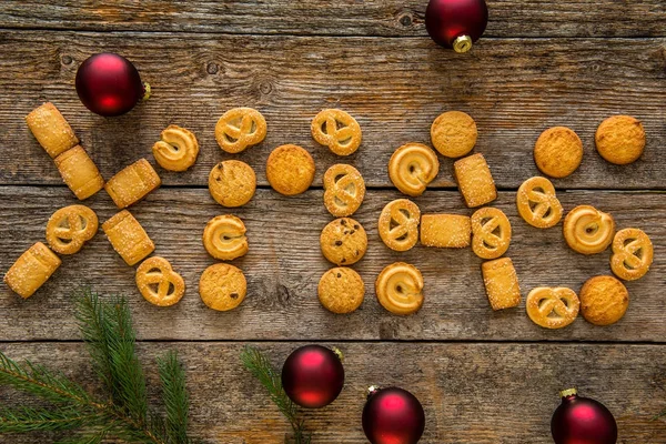 Χριστούγεννα λέξη φτιαγμένο από μελόψωμο cookies — Φωτογραφία Αρχείου