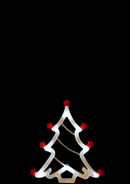 Kerstboom vormige led licht op zwart — Stockfoto