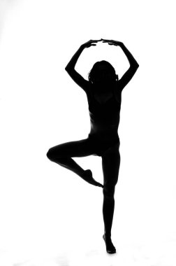 Beyaz izole bir seksi direk dansör silüeti