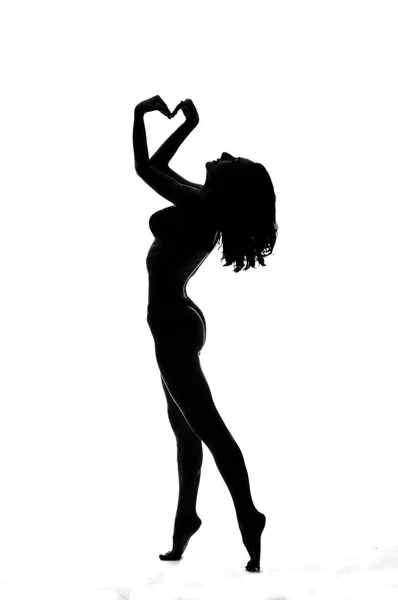 Silhouette d'un danseur poteau sexy isolé sur blanc — Photo