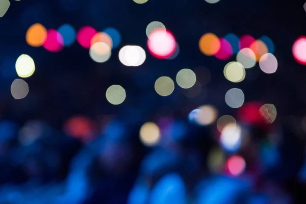 Colorful concert lights, defocused shiny glowing stage lights — Stock Photo, Image