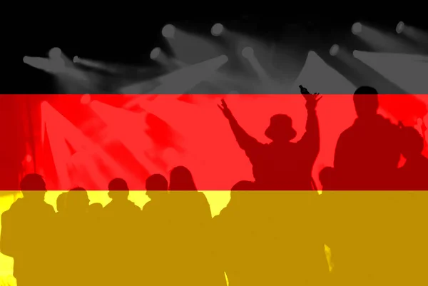 Οπαδοί του ποδοσφαίρου με ανάμειξη σημαία Γερμανίας — Φωτογραφία Αρχείου