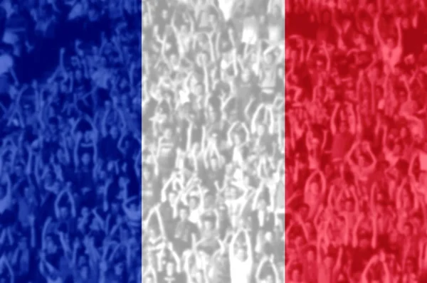 Fani piłki nożnej z mieszania flaga Francji — Zdjęcie stockowe