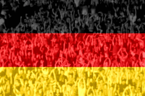 Football fans with blending Germany flag — Stock Photo, Image