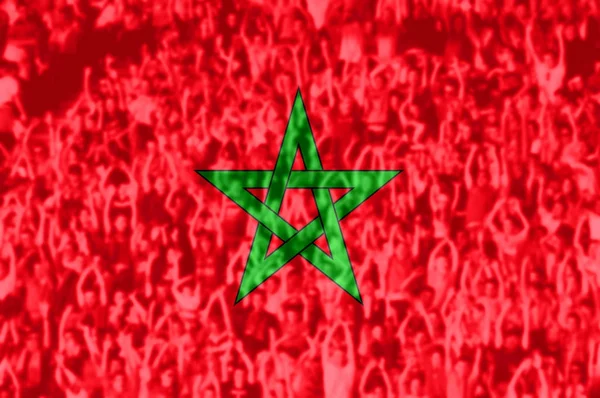 Fãs de futebol com bandeira de Marrocos — Fotografia de Stock