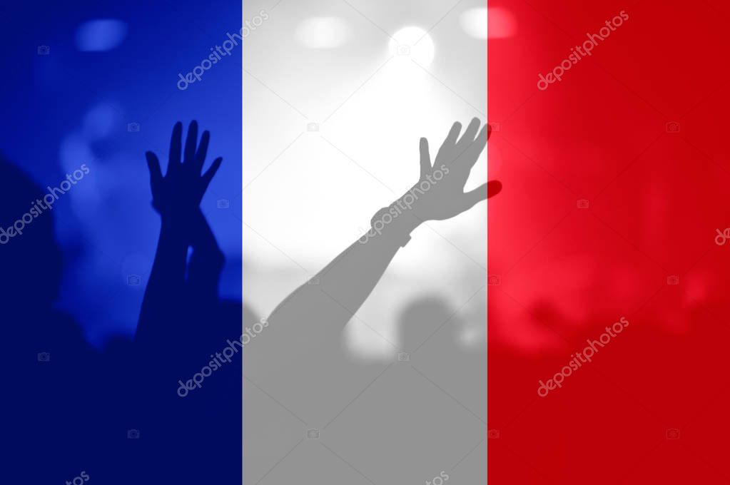 Football fans with blending France flag