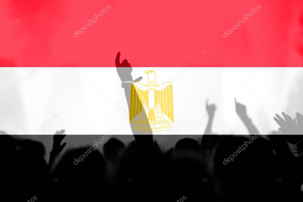 Football fans with blending Egypt flag