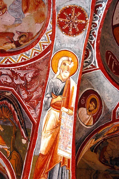 Frescos and murals in a cave chapel — Stock Photo, Image