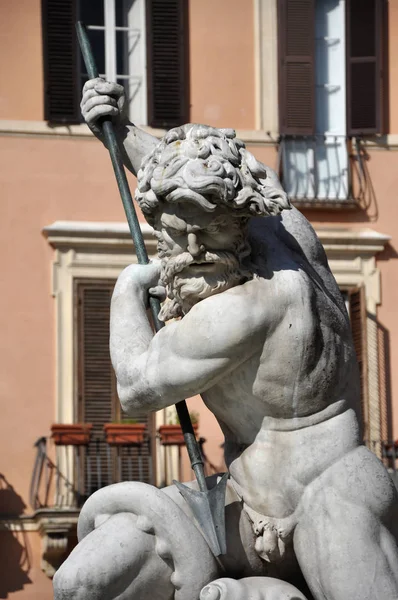 Statuia fântânii lui Neptun, Roma, Italia — Fotografie, imagine de stoc