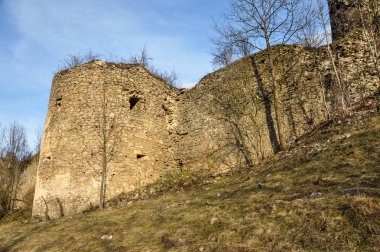 Terk edilmiş kalıntıları. Bologa Kalesi. Transilvanya, Romanya