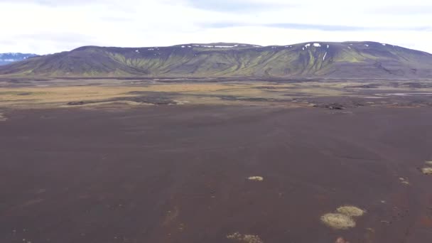 Volando Sopra Enorme Altopiano Vulcanico Flusso Lava Islanda Drone — Video Stock