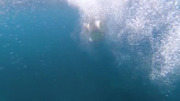 Underwater View Sexy Girl Bikini Snorkeling Tropical Sea Water — Stock Video