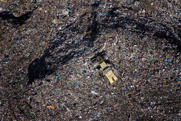 Vista Aérea Drone Superior Grande Pilha Lixo Lixeira Aterro Sanitário — Fotografia de Stock