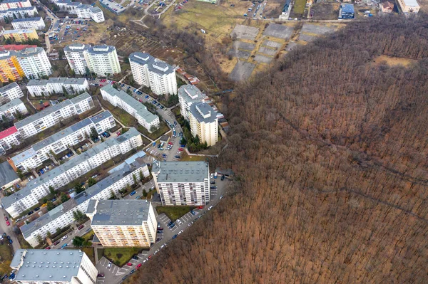 Boven Luchtfoto Van Het Stedelijk Milieu Stad Die Plaats Vindt — Stockfoto