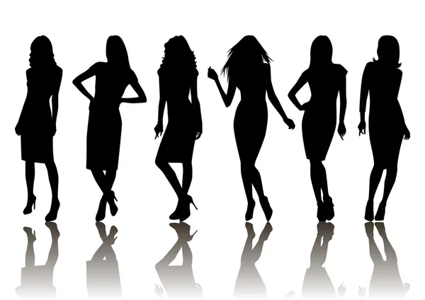 Ensemble silhouette féminine — Image vectorielle