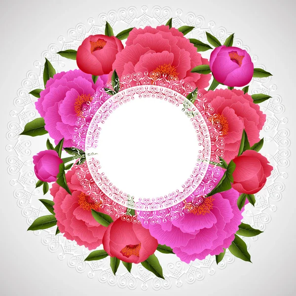 Pivoine fleurs cadre — Image vectorielle