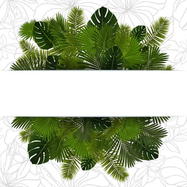 Bandiera con foglie di palma — Vettoriale Stock