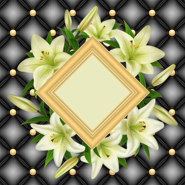 Frame with lily flowers — Stock Vector