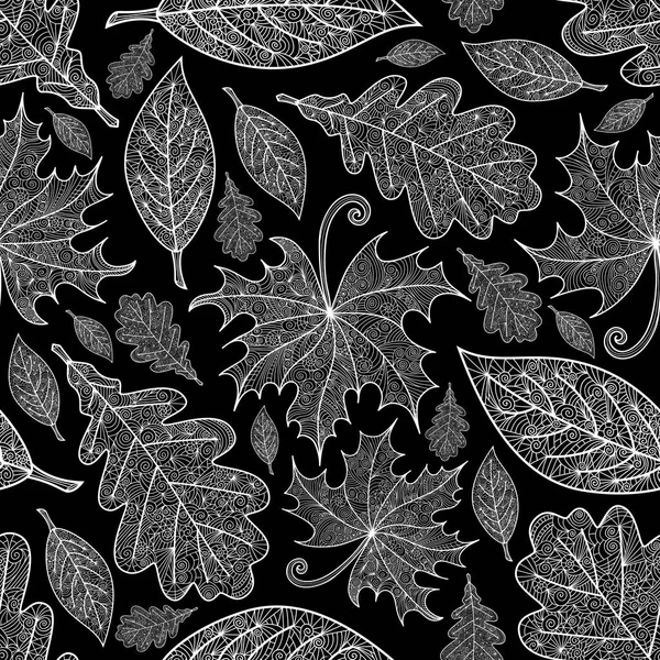 Seamless doodle leaves pattern — Stock Vector