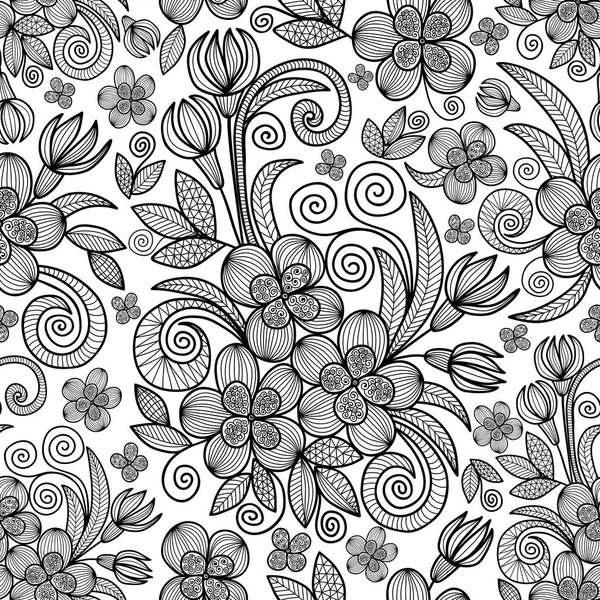 Patrón de garabato floral sin costuras — Archivo Imágenes Vectoriales