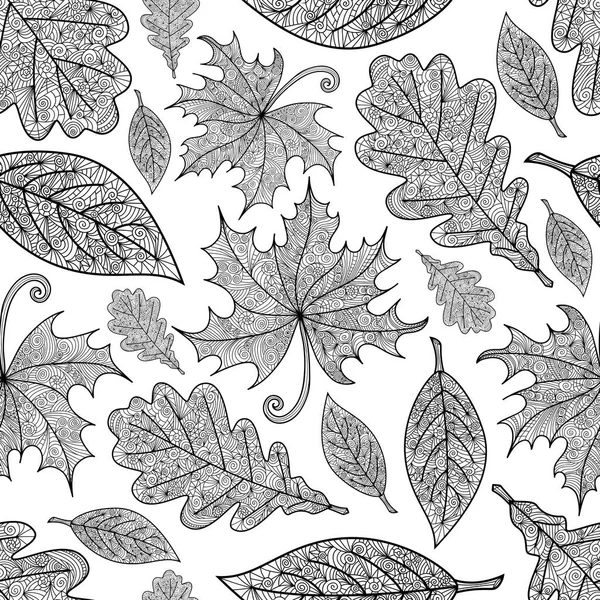 Seamless doodle leaves pattern — Stock Vector