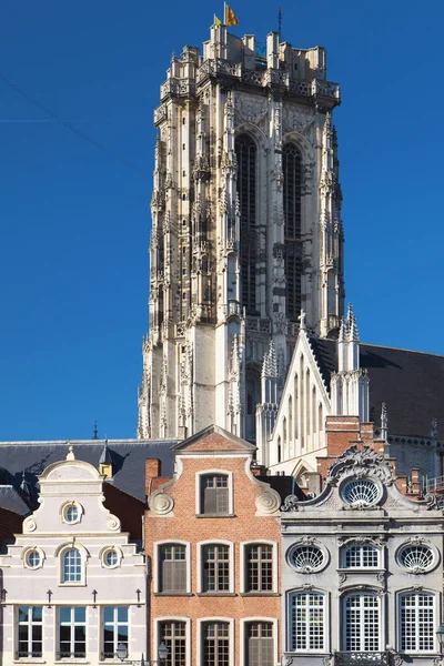 Mechelen Belfry Grote Markt dan — Stok fotoğraf